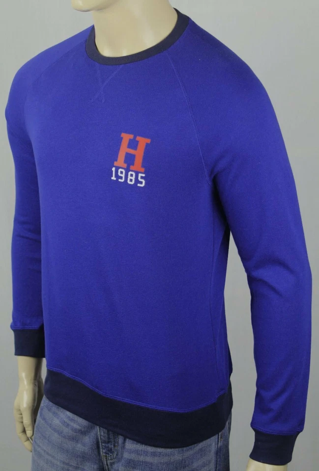 Pulôver clássico leve Tommy Hilfiger azul royal manga longa roupa de dormir novo com etiquetas - Imagem 1 de 1
