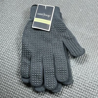 West Loop Gripper Gloves Womens One Size Gray Knit Stretch Outdoor NEW - Image 1 of 3