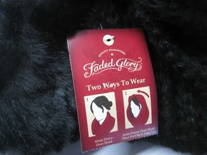 Bufanda o cubierta de cabeza Faded Glory para damas ribete de piel sintética negro talla única nueva - Imagen 1 de 5