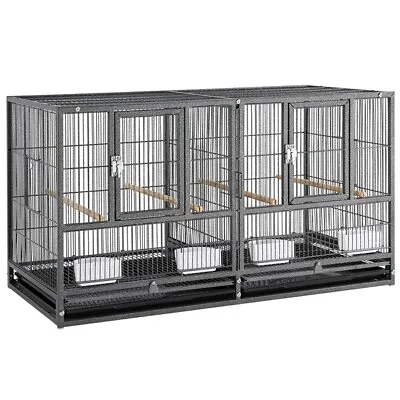 Cage Oiseaux Intérieur Grand Avec Deux Espaces Divisés En Métal 95,5x45,5x52,5cm • 115.99€