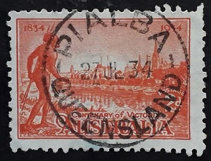 1934 Australia 2d Orange Verm Cent of Victoria Stamp PIALBA QUEENSLAND. Postmark - Picture 1 of 2