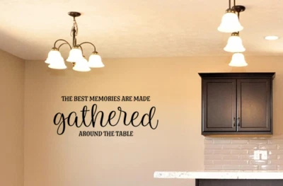 Calcomanía de pared de cocina The Best Memories Are Made reunidos alrededor de la mesa arte Foto 1 de 2