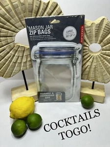 Shh! Cocktail segreto in movimento! Set di 2 barattoli Mason 32 oz riutilizzabili a prova di perdite Tiki - Foto 1 di 6