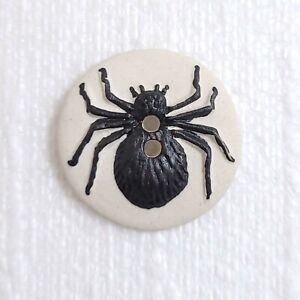Ceramic Black Spider Button 30mm 2 Hole Realistic 3D Insect Sewing Art DIY Craft