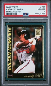 2001 TOPPS EMPLOYEE SET EMBOSSED PARALLEL #790 ANDRUW JONES GM PSA 8 NM-MT POP 2 - Picture 1 of 2