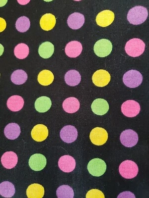 Sewing Fabric Joann's Black & Pastel Pink Yellow Lime Polka Dot 1.5ydX45" Cotton - Image 1 of 4