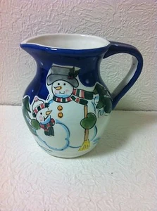WORLD BAZAAR CERAMIC 7 1/4" CHRISTMAS SNOWMAN PITCHER NEW IN BOX W/TAGS - Picture 1 of 8