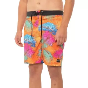 Hurley La Palma Board Shorts 20" Mens Size 30 Swim Trunks Palm Trees Orange NWT - Picture 1 of 2