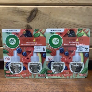 (2) Air Wick Plug in Scented Oil Refills 2 ct Refreshing Watermelon & Berries - Picture 1 of 2