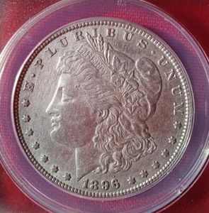 1896 P  Morgan Silver Dollar ANACS Graded AU 58 . - Picture 1 of 4