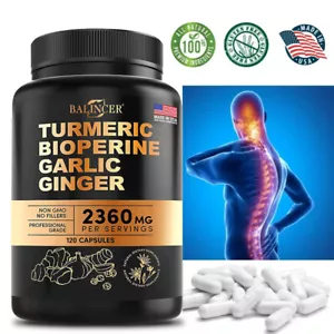 120 TURMERIC BLACK PEPPER CAPSULES 95% CURCUMINOIDS BIOPERINE STRONGEST TUMERIC - Foto 1 di 11