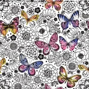 Serviettes en papier papillons désign fleurs. Paper napkins butterflies flowers - Picture 1 of 1