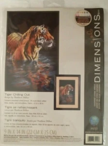 Dimensions TIGER CHILLING OUT #35222 Counted Cross Stitch Kit NEW 9x14" Aida 18 - Picture 1 of 5