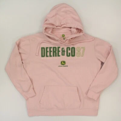 John Deer Women's Hoodie Sweatshirt Size Medium Pink Graphics - Image 1 of 4