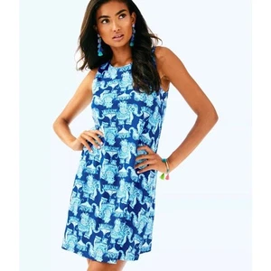 Lilly Pulitzer Kristen Dress Deep Indigo Joy Ride Elephant Size XS - Picture 1 of 8