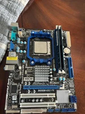 FX 6100 CPU 960gm-GS Motherboard 8gb DDR3 Ram Combo Bundle NO IO Sheild Untested - Image 1 of 2