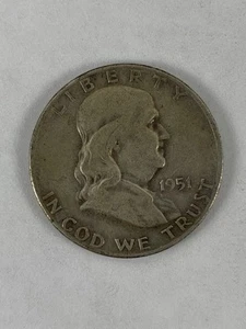 1951-S Franklin Half Dollar Silber 50 Cent, *TATSÄCHLICHE MÜNZE AUF FOTOS zu sehen - Bild 1 von 3