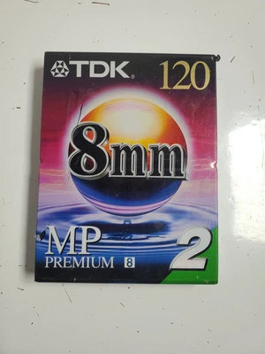 NOVO TDK 8mm MP 120 Premium pacote com 2 fitas cassete filmadoras P6-120MPL2 seladas - Imagem 1 de 4