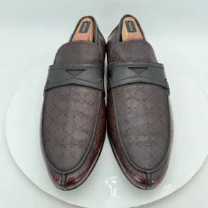 Scarpe eleganti mocassino Gucci uomo taglia UK 7 US 7,5 marrone scuro pelle goffrata penny - Foto 1 di 12