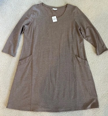 NWT J. Jill Pure Jill A-Line Dress 3/4 Sleeve Driftwood Heather Size L Tall $89 - Image 1 of 4