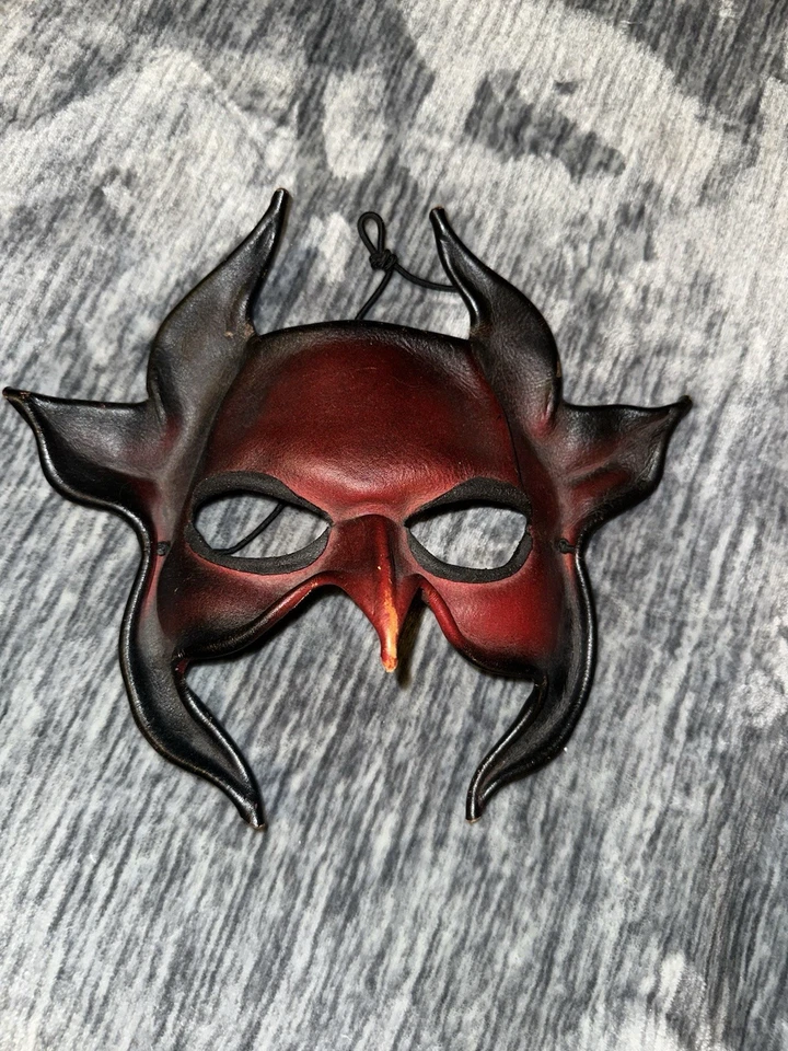 Diablo Devil Leather Mask One Sz Artist Sonia Schaefer 2008 Signed Halloween - Image 1 of 4
