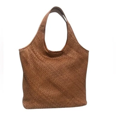 Platania Woven Italian Leather Extra Large Slouchy Hobo Shoulder Bag retail $425 - Image 1 of 4