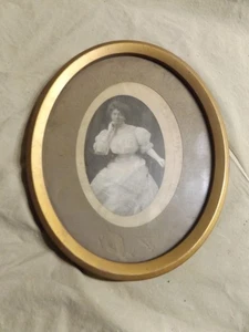 Vintage Antique 1910-20s Oval Metal Frame Victorian Photograph 8x10" Wavy Glass - Picture 1 of 7