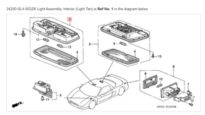 Conjunto de luces interiores (tostado claro) HONDA ACURA GENUINO OEM NSX 34250-SL4-003Zk - Imagen 1 de 2