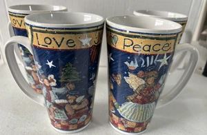 Certified International Susan Winget Christmas 4 coffee mugs 6" tall - Picture 1 of 5