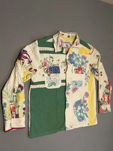 Carleen One Of A Kind Repurposed Vintage Tablecloth Button Down Size XL - Rare! - Picture 1 of 12