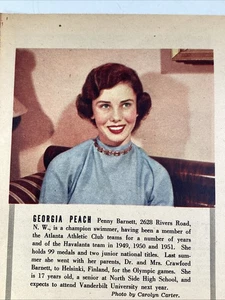 Atlanta GA Druckanzeige 1953 AJC Penny Barnett olympischer Schwimmer Lymburner Kindergärten - Bild 1 von 8