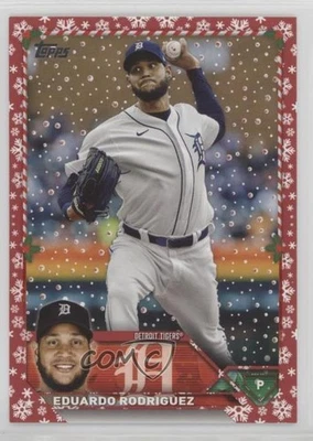 2023 Topps Holiday Red Metallic /99 Eduardo Rodriguez #H115 - Image 1 of 2