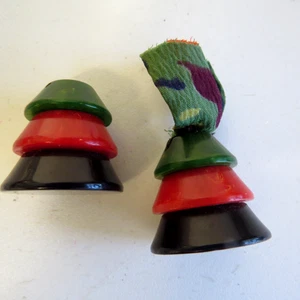 Vintage Bakelit 3D Knopf Quasten für Stoff Selbst Gürtel 1" h breiteste Unterseite 3/4" - Bild 1 von 3