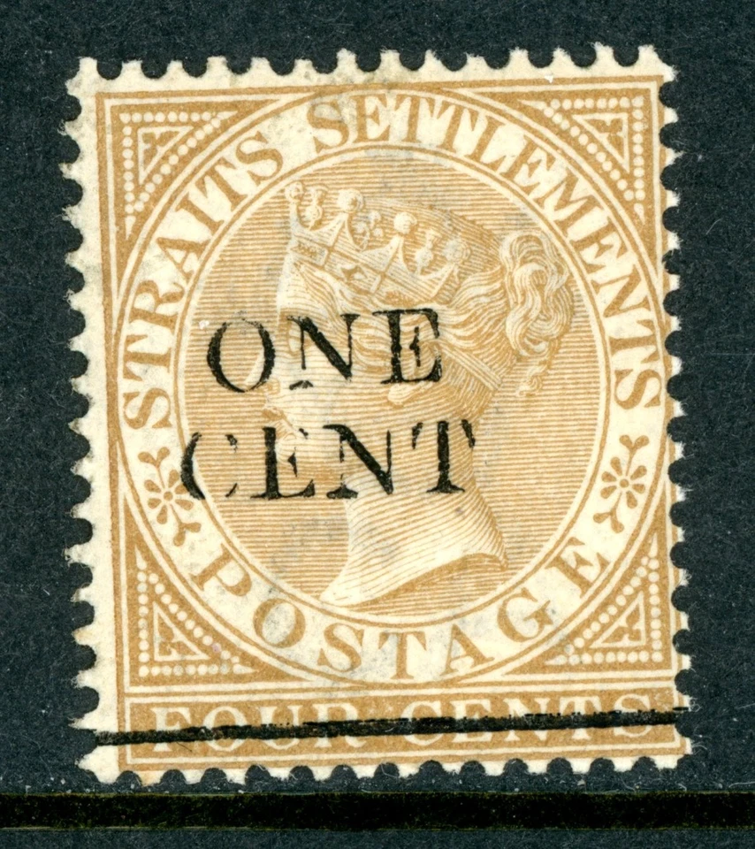 British Colonies 1892 QV Straits Settlements 1¢/4¢ Bister Brown Sc #78 Mint X271 - Image 1 of 4