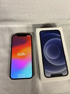 USED BLACK UNLOCKED iPhone 12, 64GB A2172 MGEF43LL/A WITH SCRATCH FREE SCREEN - Afbeelding 1 van 7