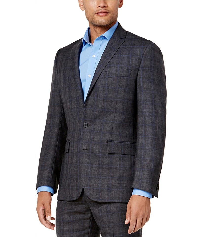 Ryan Seacrest Mens Plaid Modern-Fit Two Button Blazer Jacket - Image 1 of 1