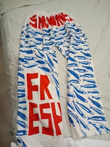 ECKIG BLAU/ROT/weiß "SARDINE" PRINT Strandhose Sardinen und frisch buchstabiert - Bild 1 von 6