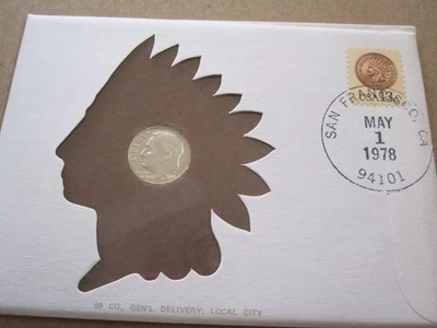 1978 US ROOSEVELT 10 CENT CLAD PROOF COIN FIRST DAY RELEASE SF MINT PNC COVER - Image 1 of 4