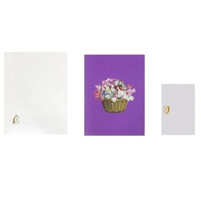 Tulips and Butterfly Basket Card Elegant Anniversary Greeting Card with Envelope — 第 1/4 张图片
