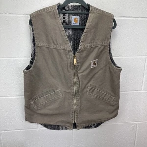 Vintage Carhartt Weste Herren Medium Canvas Aztec gefüttert Sherpa Southwestern VP121 - Bild 1 von 15