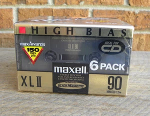 Maxell High Bias XLII 90 min. Cintas de casete en blanco, selladas, paquete de 6, NOS - Imagen 1 de 7