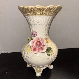 Capodimonte Vintage Vase with Colorful Dimensional Roses - Picture 1 of 10