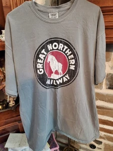 Great Northern Railway Logo T Shirt Grey Men's Size XL. 100% Cotton - Picture 1 of 6