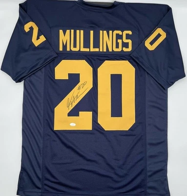JMC SPORTS Kalel Mullings Autographed Michigan Wolverines Navy Custom Football Jersey JSA C