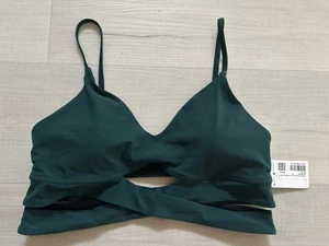 Lululemon V-Ausschnitt Crossover Unterband BH dunkelgrün Größe 10 neu mit Etikett - Bild 1 von 3