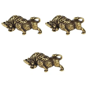 3 pcs Retro Style Cattle Keychain Pendant Ornament Brass Necklace Pendant - Picture 1 of 12