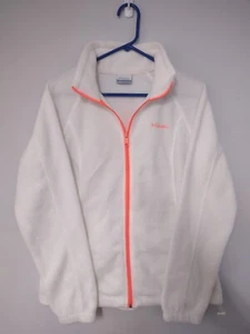 Columbia Sportwear Company Women's White/Coral Full Zip Fleece Jacket Size L - Picture 1 of 5