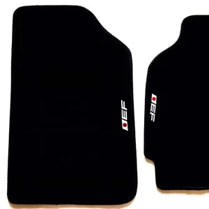 Black Rug Floor Mats with EF Logo For Honda Civic CRX Hatchback - Picture 1 of 3