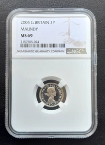 2004 Great Britain MAUNDY 3p Three Pence. Elizabeth II: NGC MS69 - Picture 1 of 4