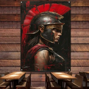 Cartel e impresiones de guerreros armadura espartana griega vintage bandera tabla tapiz 0 - Imagen 1 de 5